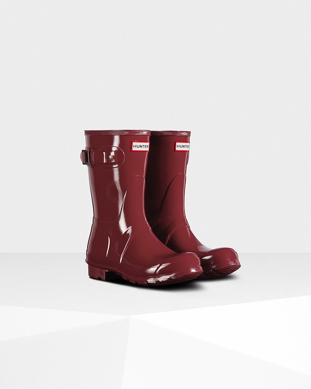 Galochas Curtas Hunter Feminina Cinzentas Vermelhas - Original Gloss - 75VMOJFXS